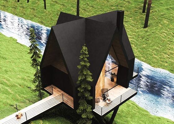 Дом с фасадными стеклами Luxury Cabin With Light Steel Frame Модульный дом Дом для Airbnb