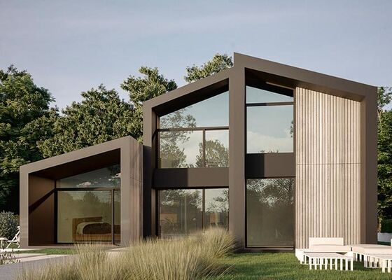 Специализированный дом вилла и офисное здание с наружными окнами и дверями из алюминия