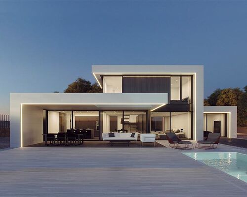 Modular Prefab Luxury Villa House с легкой стальной рамой для современного семейного проживания